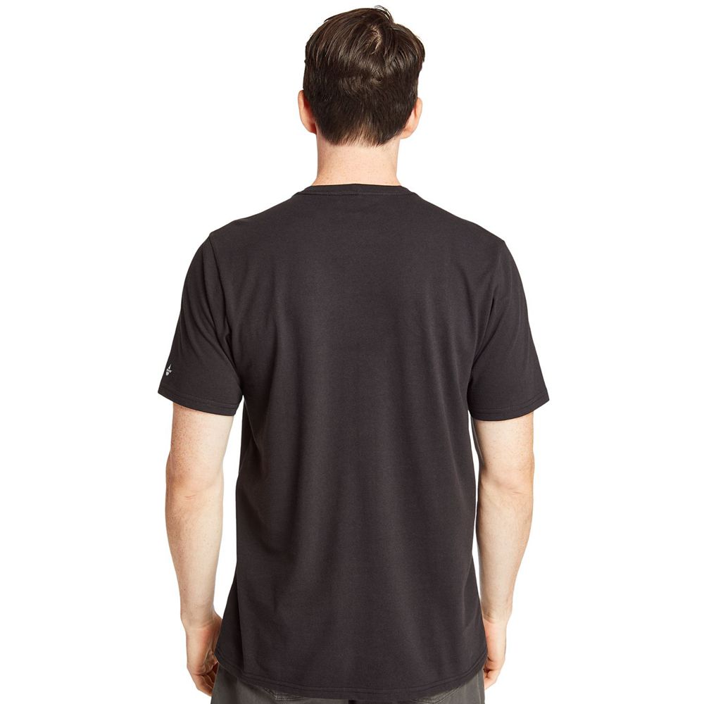 Timberland Mens T-Shirts PRO® Short Sleeve Base Plate Wicking Logo - Black - India EG4578306